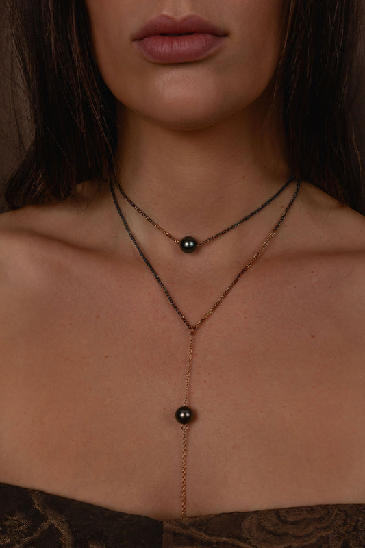 Poema Lariat Necklace with Tahitian Pearl